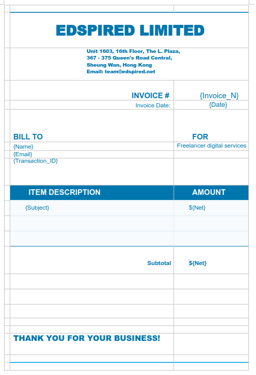 Template for Oracle document generation